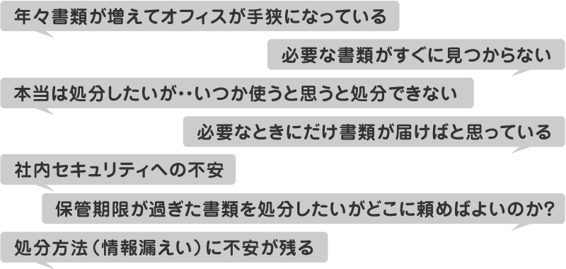 書類保管に関するお悩み例